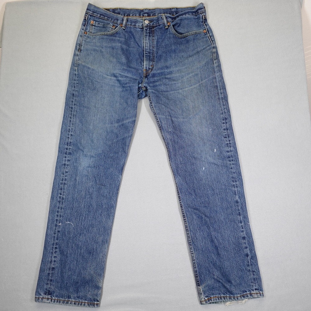 Levi's 505 Jeans Mens 40x34 Blue Straight Leg Denim Workwear Casual Classic